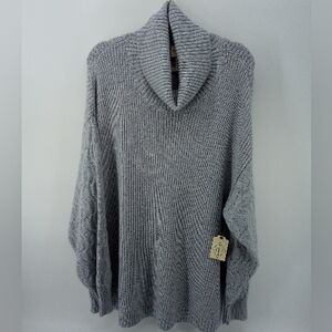 NWT St. John's Bay Light Heather Gray Knit Cowl Neck Viscose Blend Sweater 2X